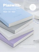 Planwith Saat Girişi Taşınabilir El Hesap Defteri - Gri + Manyetik Klips Kahverengi + Fırça Kalem Beyaz Beş Paket - 5