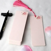 Çin Tarzı DIY Boş Ayraç - Şeftali, Orkide, Bambu ve Krisantem + Delik Açma + Renkli Püsküller - 6