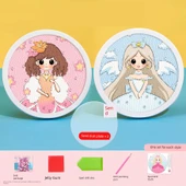 Prenses Taş 3D Kristal Çıkartma Kitabı - Şeftali Çiçeği Prenses + Melek Prenses - Fotoğraf Çerçevesi + Set - 1