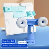 Çocuklar için Ayarlanabilir Kitap Tutucu - Pozitif Tutum Seti Mavi ve Beyaz Okuma Çerçevesi + Mavi Düzeltici - 1