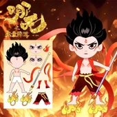 Nezha Çocuklar için Yüz Değiştiren Çıkartmalar - 8 Set A + 8 Set B - 9