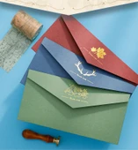 Avrupa Tarzı Altın Kaplama Zarf Seti - 5 Açık Renk 5 Koyu Renk + 50 inç Sarı Yatay + Şeffaf Yapıştırıcı thumbnail 10