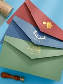 Avrupa Tarzı Altın Kaplama Zarf Seti - 5 Açık Renk 5 Koyu Renk + 50 inç Sarı Yatay + Şeffaf Yapıştırıcı thumbnail 5