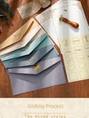 Avrupa Tarzı Altın Kaplama Zarf Seti - 5 Açık Renk 5 Koyu Renk + 50 inç Sarı Yatay + Şeffaf Yapıştırıcı thumbnail 9