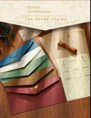 Avrupa Tarzı Altın Kaplama Zarf Seti - 5 Açık Renk 5 Koyu Renk + 50 inç Sarı Yatay + Şeffaf Yapıştırıcı thumbnail 8