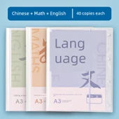 A3 Test Kağıdı Saklama Çantası - Morandi Renk - 40 Sayfa - 3 Paket (Dil, Matematik, İngilizce) - 1