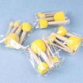 Çocuklar İçin Boyama Sünger Fırça Seti - Beyaz Mantar Başlı 4cm (5 Adet) - 2