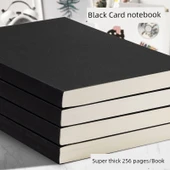 Retro Deri A5 Defter - Siyah Kartız Yatay Çizgi 4 Paket - 1024 Sayfa - 1