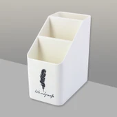 Minimalist Trapezoidal Kalemlik - Beyaz Siyah Tüy - 1