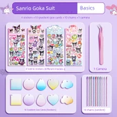 Sanrio Goo Kart Takımı - Temel [501] - 4 Çıkartma + 10 Gradyan Goo Kart + 10 Zincir + 1 Cımbız - 1