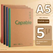 Kahverengi Deri Defter - A5 - 40 Sayfa - 5 Kitap - 1