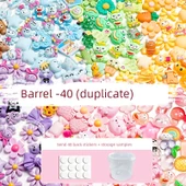 DIY Karikatür Krem Yapıştırıcı Çıkartma Seti - Karışık 40 Parça - Nokta Yapıştırıcı ve Depolama Varili - 1