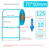 Küçük Boy Üç Koruma Termal Etiket Kağıdı - 10 Rulo 70x50x125 Yatay (Küçük Rulo Kafası) thumbnail 1