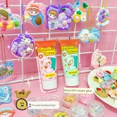 DIY Karikatür Krem Yapıştırıcı Çıkartma Seti - Karışık 40 Parça - Nokta Yapıştırıcı ve Depolama Varili - 8