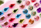 DIY Kristal Çocuk Stickerları - Kalp Yuvarlak Kare Erguvan Çiçeği Yıldız Kelebek Her Biri Tek Matkap Altı - 10