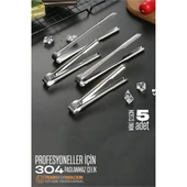 Modacar Mini 12.5 cm Buz Maşası - Şeker Limon Maşası Kokteyl Servis Maşası 5 li PAKET 304 Paslanmaz Çelik - 1