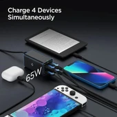 Spigen USB C Şarj Cihazı 120W [GaN III] 4 Bağlantı Noktalı USB C Şarj İstasyonu 100W - 6