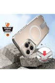 Apple iPhone 16 Pro Max ile Uyumlu Kılıf Magsafe Şarj Özellikli T-Max Standlı Şeffaf Kapak - 5