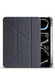 Apple ıPad Pro 11 2024 ile Uyumlu Kılıf Üçgen Standlı Kalem Bölmeli Uyku Modlu Tablet Kılıfı - 2