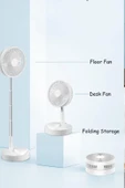 USB-C Şarjlı Katlanabilir Ayaklı Vantilatör 4 Kademe – 45-102 cm Ayarlı & Kablolu Telefon Şarj - 6