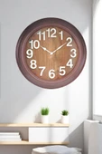 Efe Mark Premium Serisi Modern Tasarım 75 cm Ev ve Ofis Duvar Saati Rakamlı Kahverengi - 4
