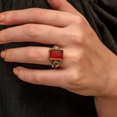 Gümüş Kırmızı Zirkon Taşlı Otantik Kadın Yüzük  SL11752 thumbnail 6