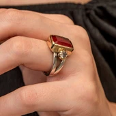 Gümüş Kırmızı Zirkon Taşlı Otantik Kadın Yüzük  SL11752 thumbnail 9