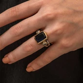 Gümüş Koyu Lacivert Zirkon Taşlı Otantik Kadın Yüzük SL11761 thumbnail 2