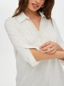 Faik Sönmez Yakası Ve Kol Ucu Zincir Şerit Detaylı 3/4 Kol Örme Bluz thumbnail 12