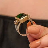 Gümüş Yeşil Zirkon Taşlı Otantik Kadın Yüzük  SL11753 thumbnail 5