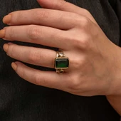 Gümüş Yeşil Zirkon Taşlı Otantik Kadın Yüzük  SL11753 thumbnail 7