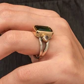 Gümüş Yeşil Zirkon Taşlı Otantik Kadın Yüzük  SL11753 thumbnail 6