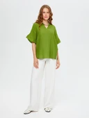 Faik Sönmez Kendinden Nervürlü Volanlı Kısa Kol Bluz 25YUS25BLZ021 thumbnail 6