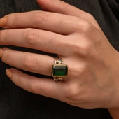 Gümüş Yeşil Zirkon Taşlı Otantik Kadın Yüzük  SL11753 thumbnail 3