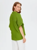 Faik Sönmez Kendinden Nervürlü Volanlı Kısa Kol Bluz 25YUS25BLZ021 thumbnail 9