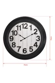 Efe Mark Premium Serisi Modern Tasarım 75 Santimetre Ev ve Ofis Duvar Saati Latin Rakamlı Siyah thumbnail 6
