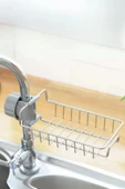 Paslanmaz Ayarlı Damlalıklı Lavabo Süngerliği Musluk Yanı Mutfak & Banyo 1 Katlı Demir Raf Organizer - 4
