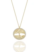 Ağaç Özel Tasaım Günlük Çok Şık 14 Ayar Altın Kolye thumbnail 1