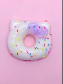 Fiyonklu Donut Taba Squishy Kedi Pati Sıkma 7 cm Pullu Pati Sukuşi - Mor - 2