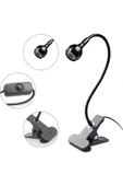 USB COB LED Siyah Mandallı Akrobatik Gövdeli Kitap Okuma & Çalışma Masa Lambası - 1
