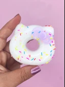 Fiyonklu Donut Taba Squishy Kedi Pati Sıkma 7 cm Pullu Pati Sukuşi - Mor - 1