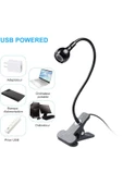 USB COB LED Siyah Mandallı Akrobatik Gövdeli Kitap Okuma & Çalışma Masa Lambası - 2