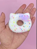 Fiyonklu Donut Taba Squishy Kedi Pati Sıkma 7 cm Pullu Pati Sukuşi - Mor - 3