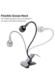 USB COB LED Siyah Mandallı Akrobatik Gövdeli Kitap Okuma & Çalışma Masa Lambası - 3