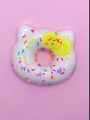 Fiyonklu Donut Taba Squishy Kedi Pati Sıkma 7 cm Pullu Pati Sukuşi - Sarı thumbnail 2