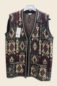 Anneler Günü Özel! Desenli Triko Yelek - Şık ve Fonksiyonel Çift Cepli Tasarım - Unisex Standart Beden - 2