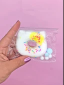 Fiyonklu Donut Taba Squishy Kedi Pati Sıkma 7 cm Pullu Pati Sukuşi - Sarı thumbnail 6