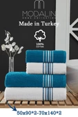 4 Lü Banyo Havlusu Seti Elvin Turkuaz - 70x140 - 4