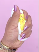 Fiyonklu Donut Taba Squishy Kedi Pati Sıkma 7 cm Pullu Pati Sukuşi - Sarı thumbnail 4