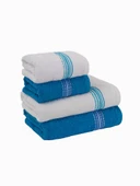 Banyo El Havlusu Seti 4 Lü Turkuvaz - Beyaz Elvin – Yumuşak Doku (70X140X2 /50X90CMX2) - 2